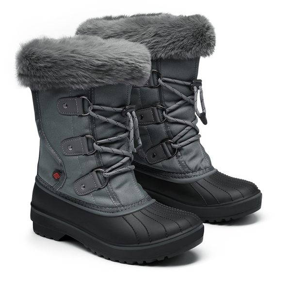 Faux Fur Waterproof Duck Snow Boots - DARK-GREY - 1